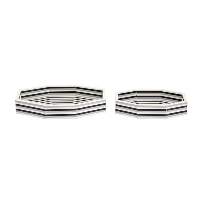 Atlas Lighting Octagonal Striped Tray Set of 2, White - AC11505-01S
