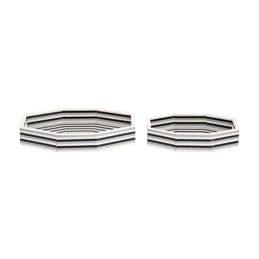 Atlas Lighting Octagonal Striped Tray Set of 2, White - AC11505-01S