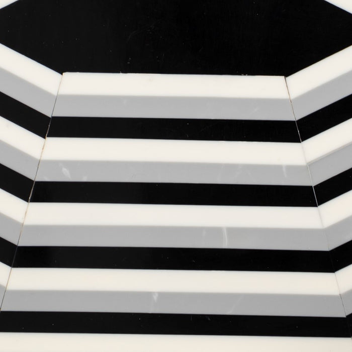 Atlas Lighting Octagonal Striped Tray Set of 2, White