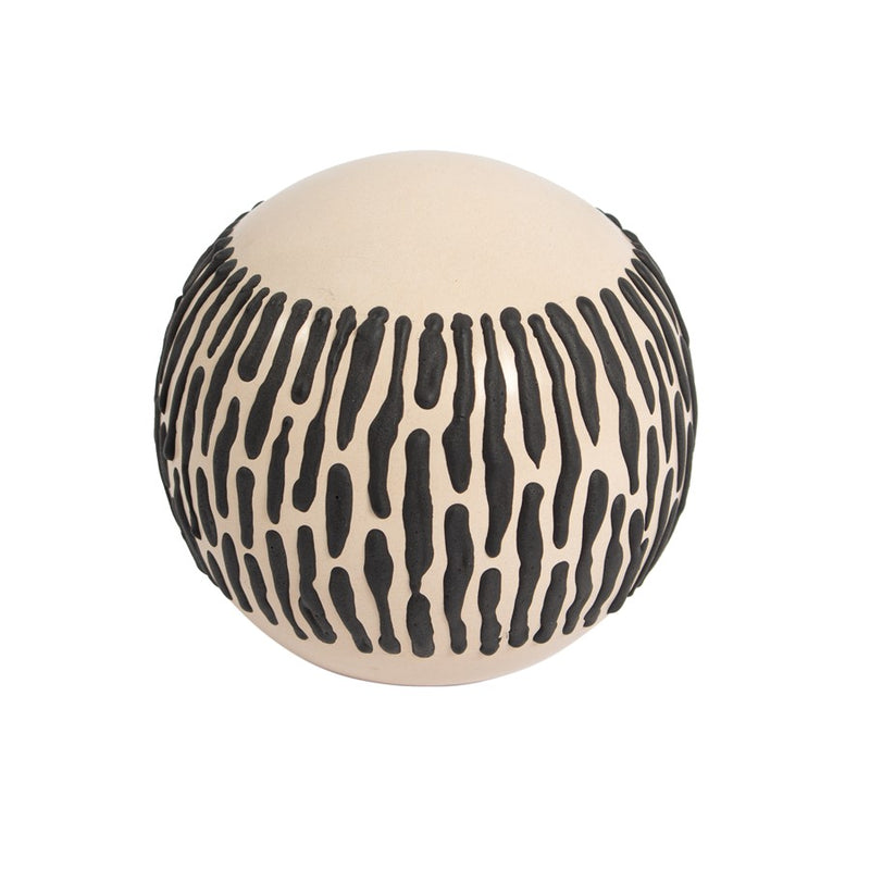 Atlas Lighting Ofelia Orb | Cream and Black Earthenware Decorative Object | Shelf & Mantel Decor | 4 x 4 x 4 in | Model AC11508-01