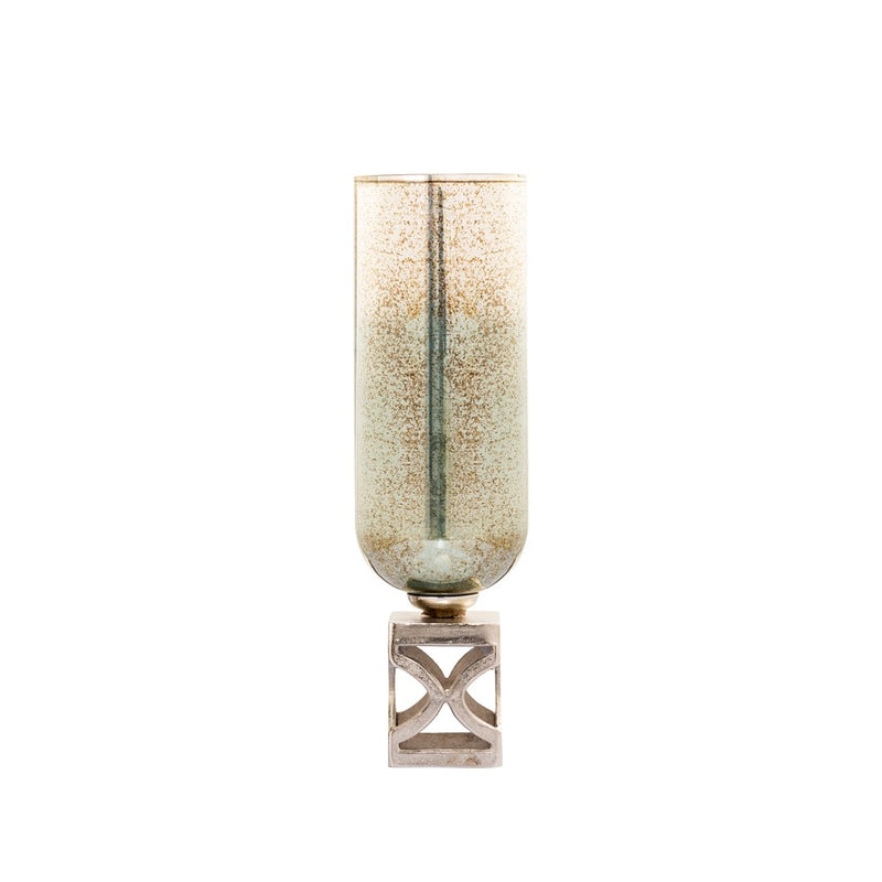 Atlas Lighting Opal Medium Vase | German Silver & Light Green Glass | Entryway & Living Room Decor | 6 x 6 x 20 in | Model AC11513-01
