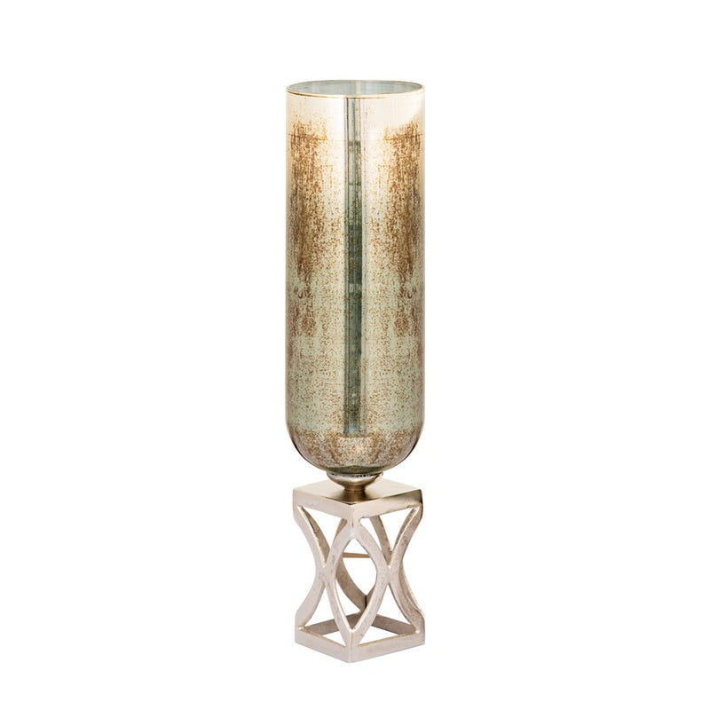 Atlas Lighting Opal Large Vase | German Silver & Light Green Glass | Entryway & Living Room Decor | 6 x 6 x 25 in | Model AC11513-02