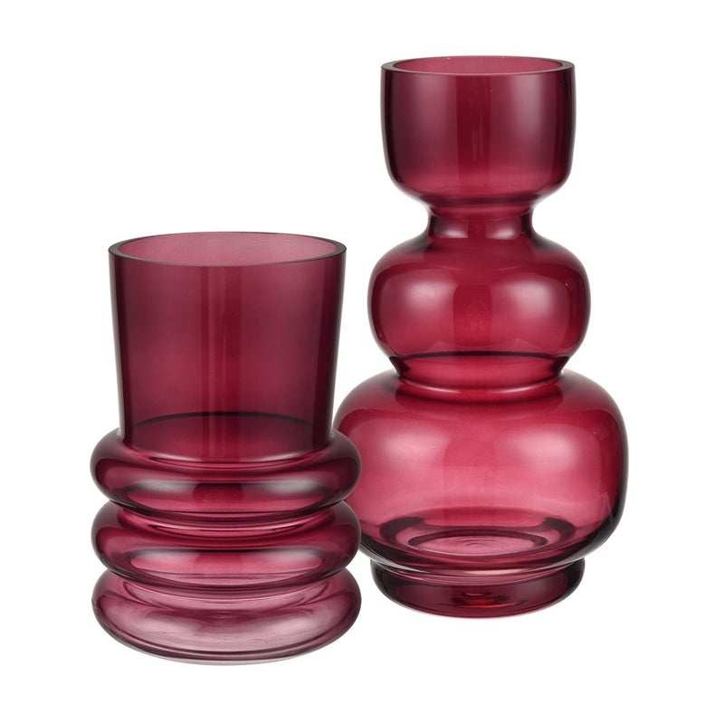 Atlas Lighting Oria Small Vase | Maroon Smooth Glass | Shelf & Tabletop Decor | 5.5 x 5.5 x 8 in | Model AC11517-01