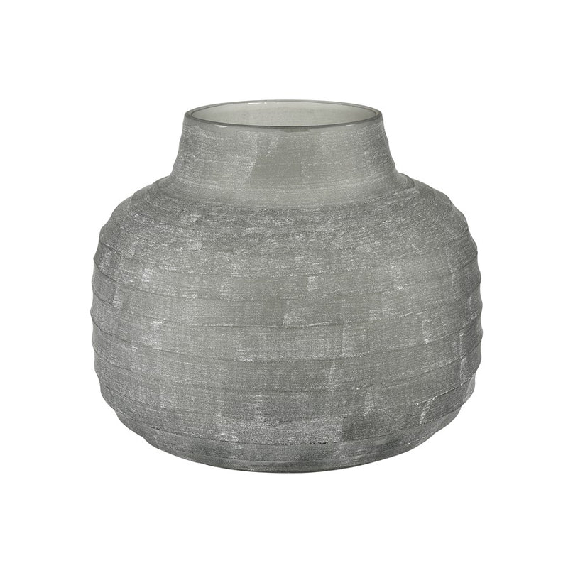 Atlas Lighting Otto Small Vase | Modern Gray Frosted Glass | Shelf & Tabletop Decor | 8.75 x 8.75 x 8 in | Model AC11520-01