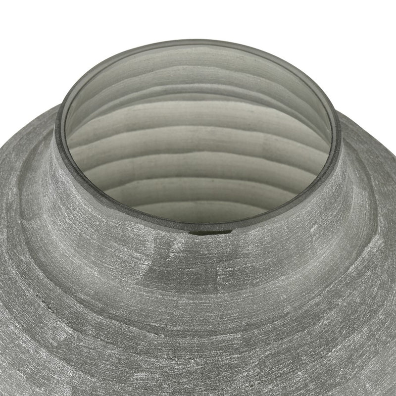 Atlas Lighting Otto Small Vase | Modern Gray Frosted Glass | Shelf & Tabletop Decor | 8.75 x 8.75 x 8 in | Model AC11520-01