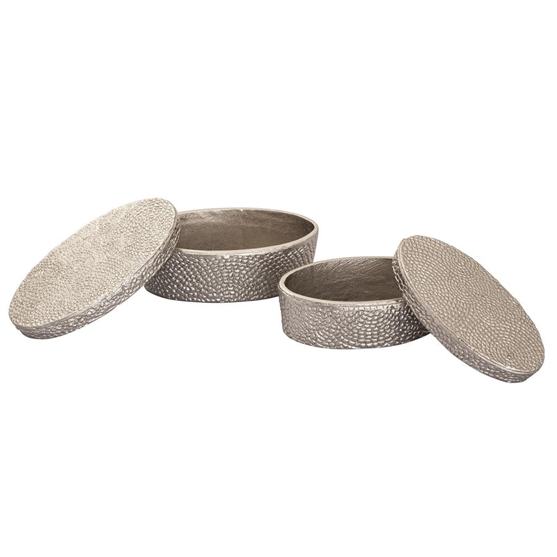 Atlas Lighting Oval Pebble Large Box | Antique Nickel Cast Aluminum | Living Room & Entryway Storage | 9 x 5 x 4 in | Model AC11521-02