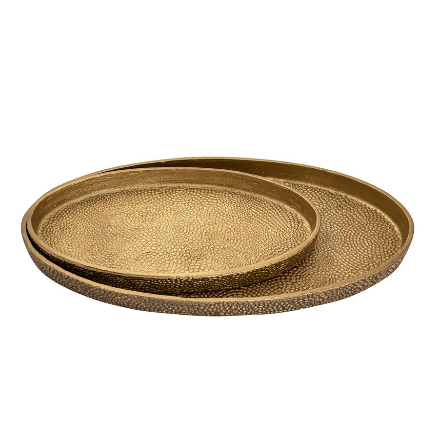 Atlas Lighting Oval Pebble Tray Set of 2, Brass