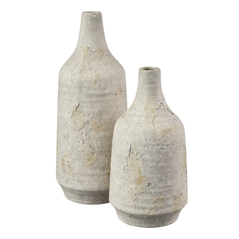 Atlas Lighting Pantheon Large Bottle | Traditional Aged White Earthenware Vase | Living Room & Entryway Decor | Model AC11524-02