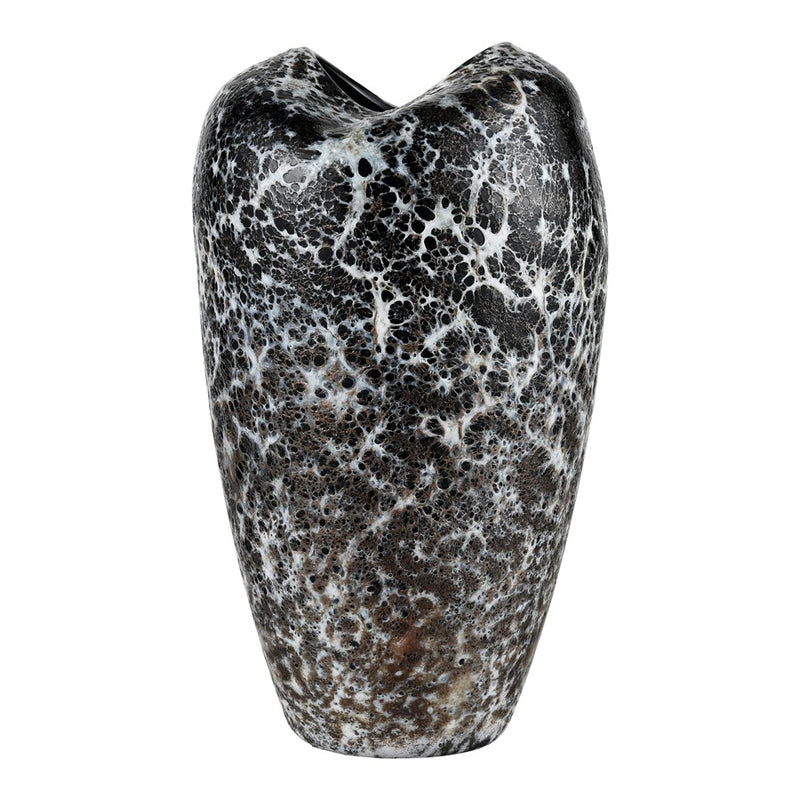 Atlas Lighting Pedraza Large Vase | Hand-Blown Marbled Black Glass | Side Table & Console Decor | 8 x 8 x 14 in | Model AC11533-02