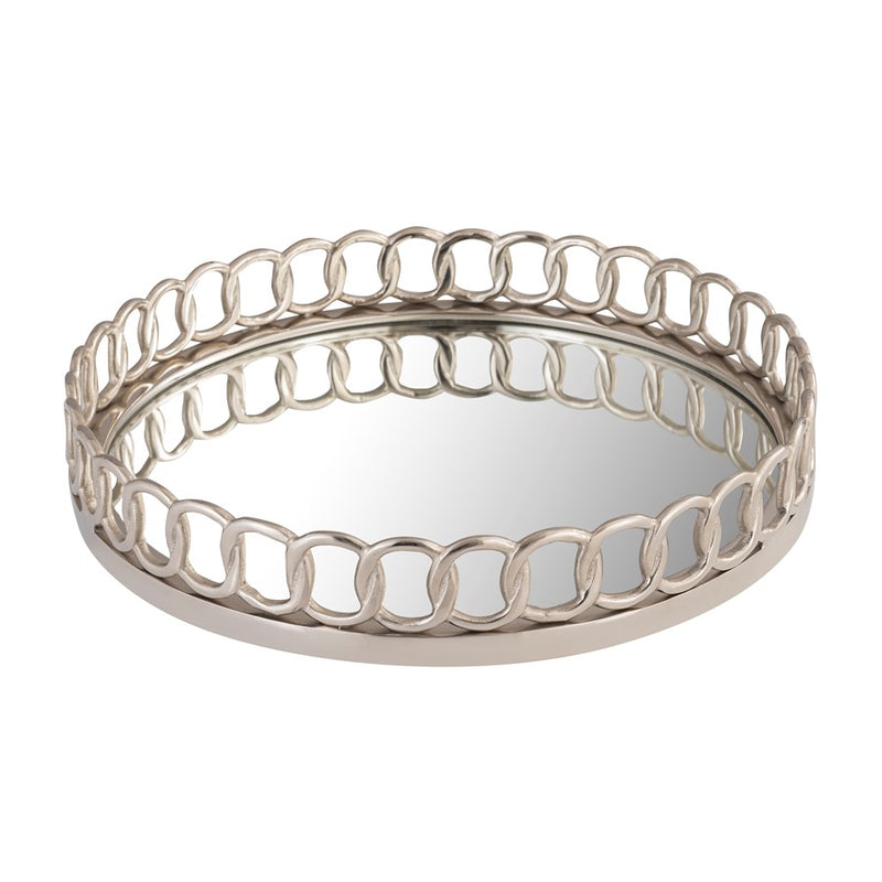 Atlas Lighting Pelitere Tray | Hand-Forged Silver Metal with Mirror Base | Entryway & Coffee Table Organizer | 22 x 16 x 3.75 in | Model AC11534-01