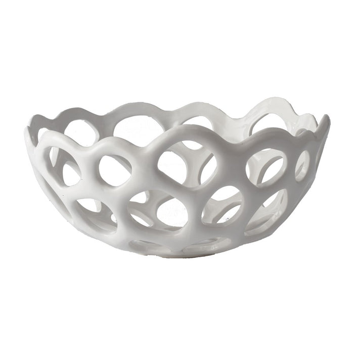 Atlas Lighting Perforated Porcelain Bowl, White
