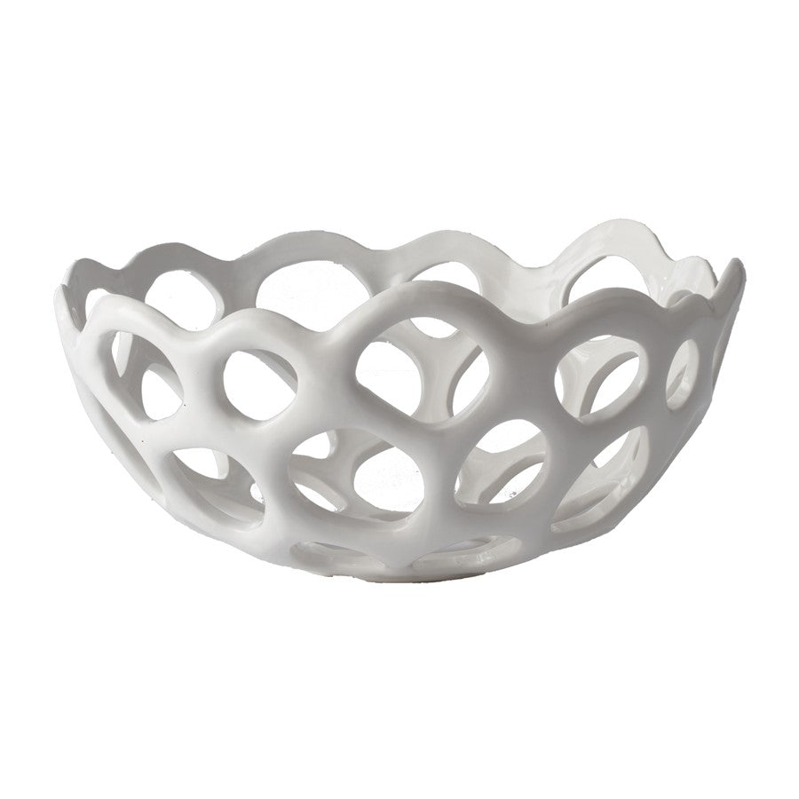 Atlas Lighting Perforated Porcelain Bowl, White