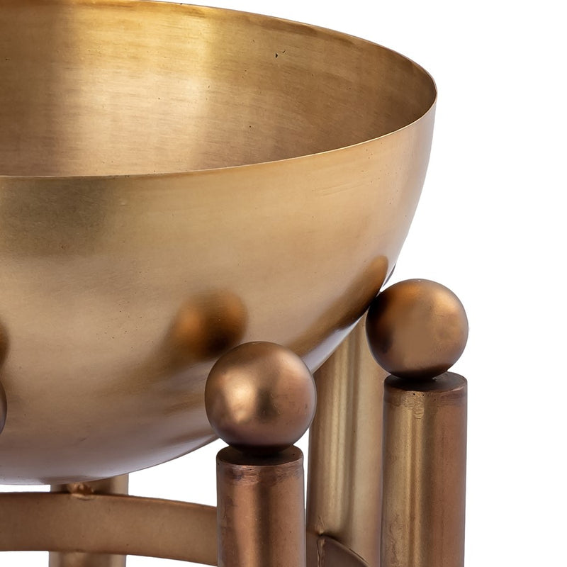 Atlas Lighting Piston Footed Planter 13in | Transitional Aged Brass Metal | Living Room & Entryway Decor | 13 x 13 x 13 in | Model AC11537-01
