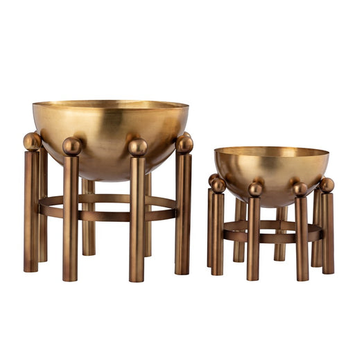 Atlas Lighting Piston Footed Large Planter, Aged Brass