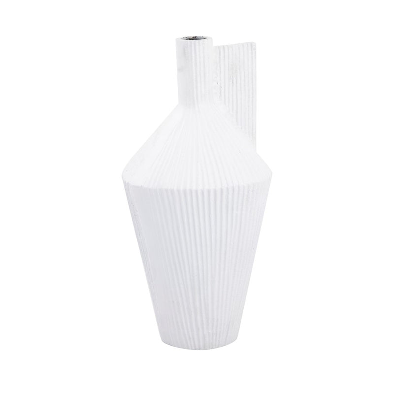 Atlas Lighting Rabel 16in White Metal Sculptural Vase | Modern Contemporary Decor | Living Room & Entryway | 16 x 16 x 17.75 in | Model AC11543-01
