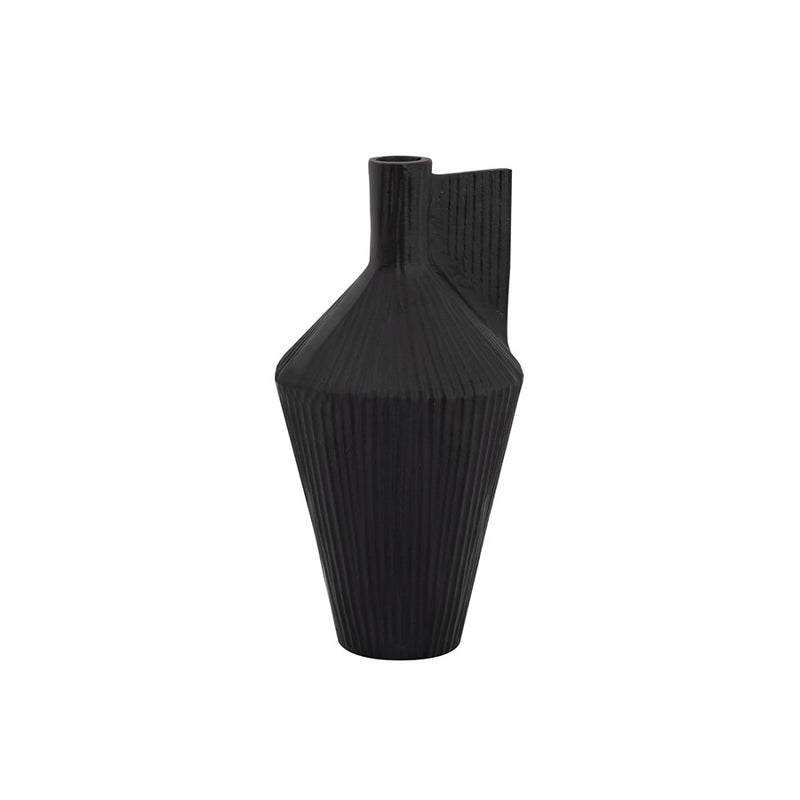 Atlas Lighting Rabel 15in Black Metal Sculptural Vase | Modern Contemporary Decor | Living Room & Entryway | 15 x 15 x 14 in | Model AC11543-02