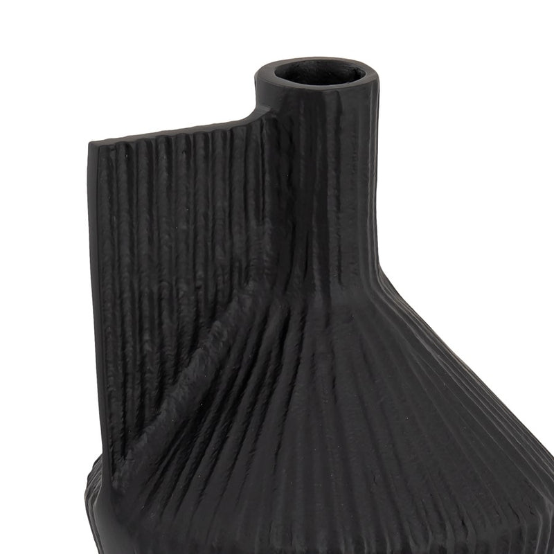Atlas Lighting Rabel 15in Black Metal Sculptural Vase | Modern Contemporary Decor | Living Room & Entryway | 15 x 15 x 14 in | Model AC11543-02