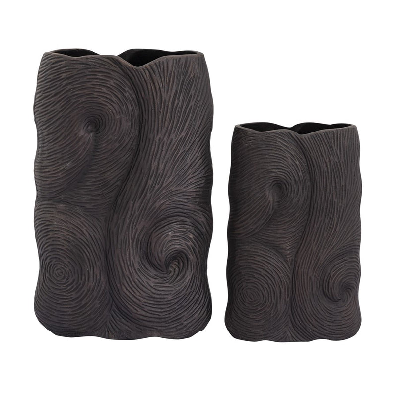 Atlas Lighting Ragan Vase Set of 2 | Oil Rubbed Bronze Metal with Etched Swirl Pattern | Living Room & Entryway Display | Model AC11546-01S