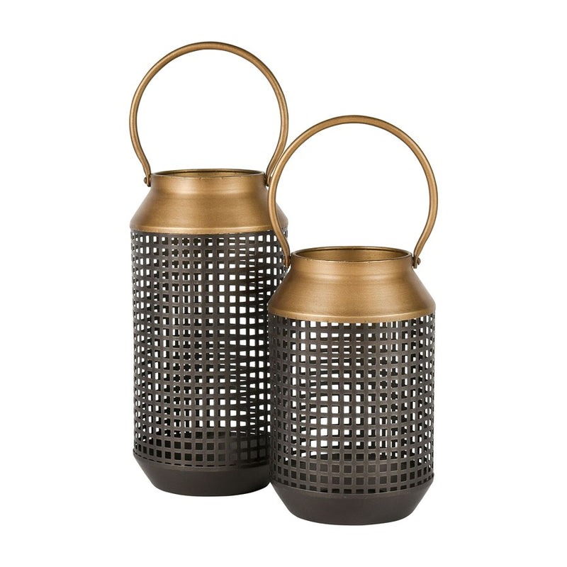 Atlas Lighting Rawmarsh Large Lantern | Transitional Dark Bronze & Brass Metal | Mantel & Floor Candle Lantern | 6 x 6 x 18 in | Model AC11549-02
