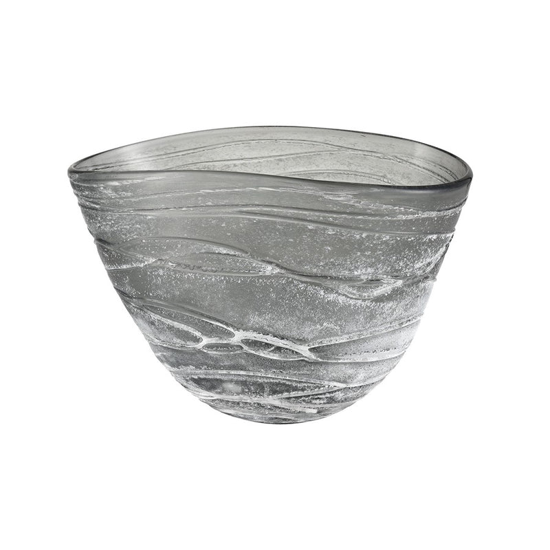 Atlas Lighting Raya 11in Decorative Bowl | Traditional Washed Gray Glass | Entryway & Coffee Table Catchall | 11 x 7 x 7 in | Model AC11550-01