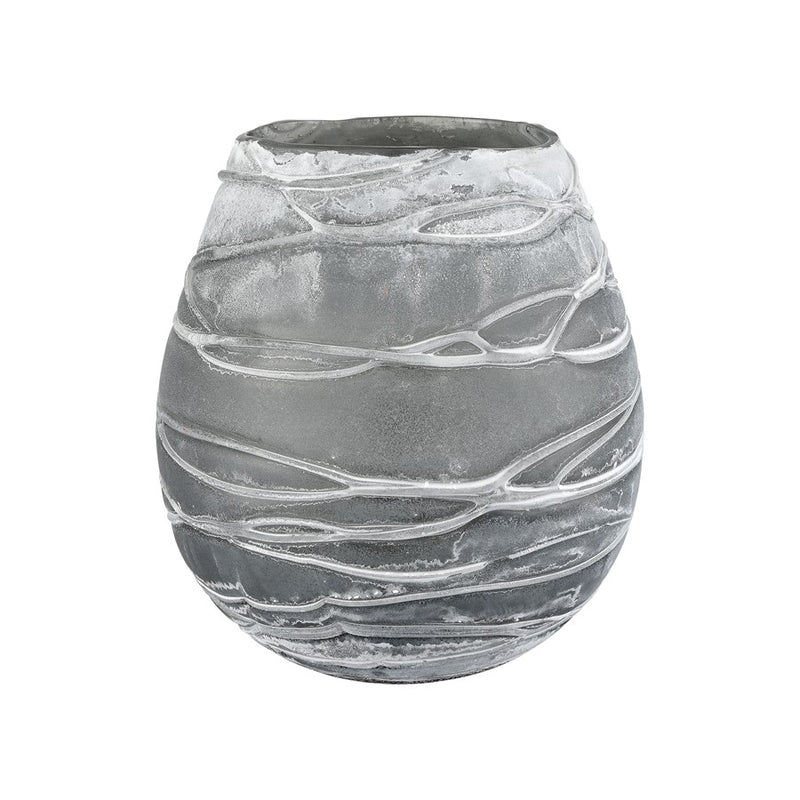 Atlas Lighting Raya 9in Vase | Transitional Washed Gray Glass | Living Room & Entryway Decor | 8 x 8 x 9 in | Model AC11551-01