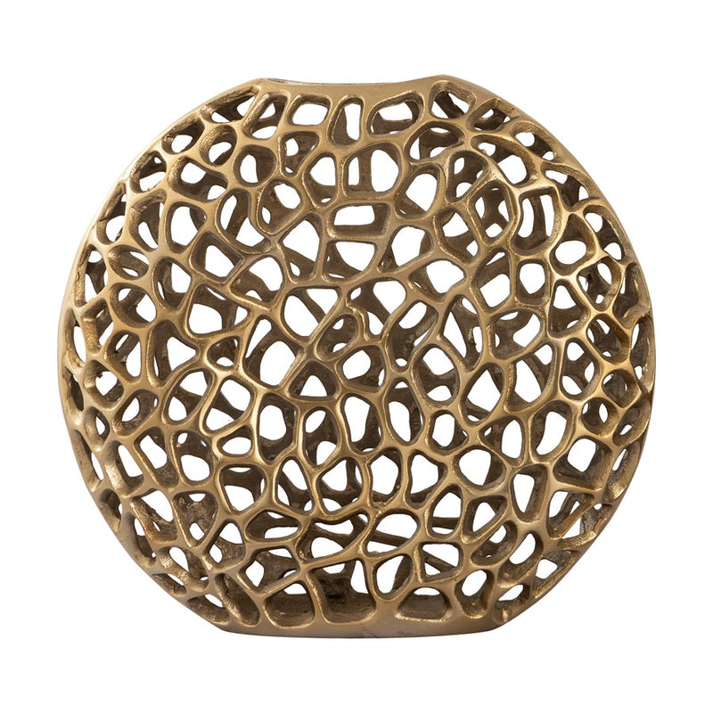 Atlas Lighting Reef 13in Small Vase | Modern Brass Metal Sculpture | Bookshelf & Credenza Decor | 13 x 3 x 12 in | Model AC11552-01