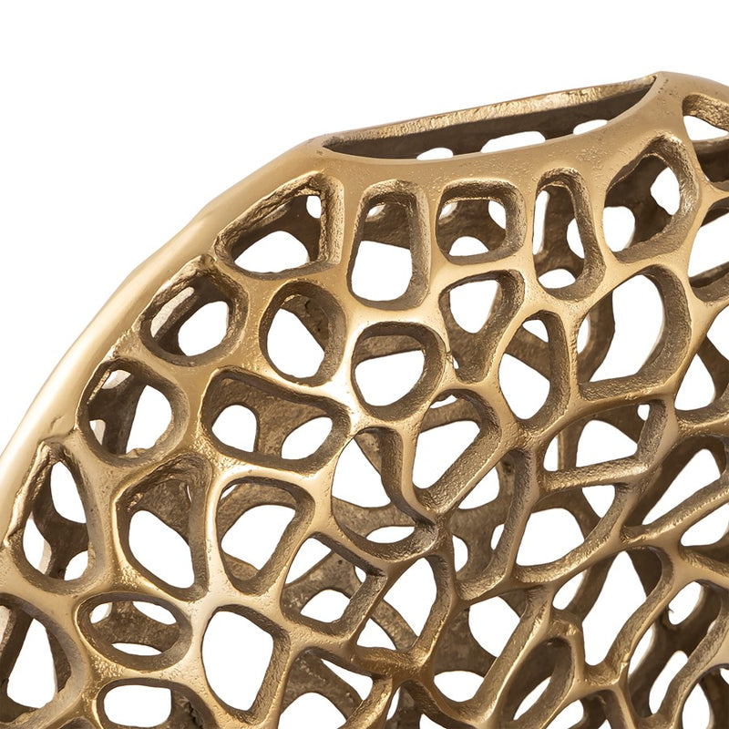 Atlas Lighting Reef 13in Small Vase | Modern Brass Metal Sculpture | Bookshelf & Credenza Decor | 13 x 3 x 12 in | Model AC11552-01