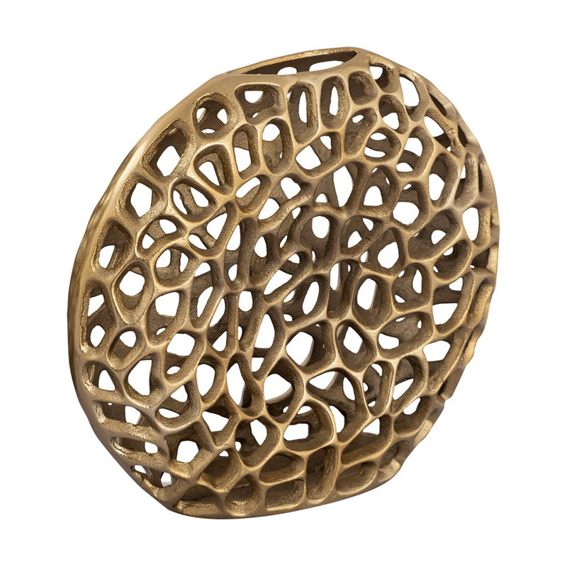 Atlas Lighting Reef 11in Large Vase | Modern Brass Metal Sculpture | Bookshelf & Credenza Decor | 11 x 3 x 14 in | Model AC11552-02