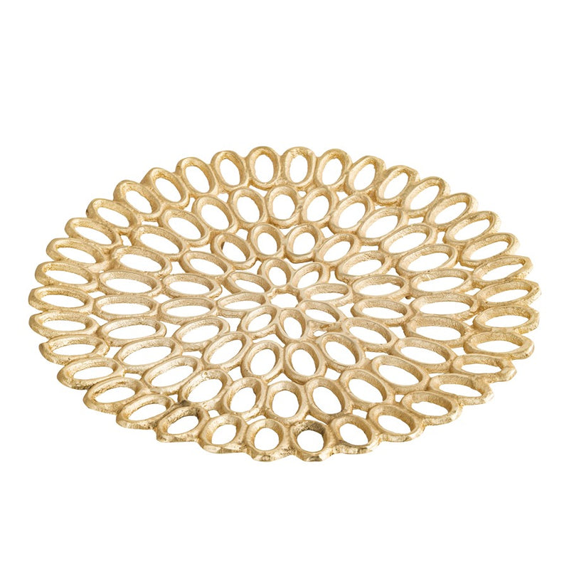 Atlas Lighting Regina Tray Set of 2 | Traditional Gold Metal | Living Room & Entryway Organizer | 18 x 18 x 2 in | Model AC11555-01S