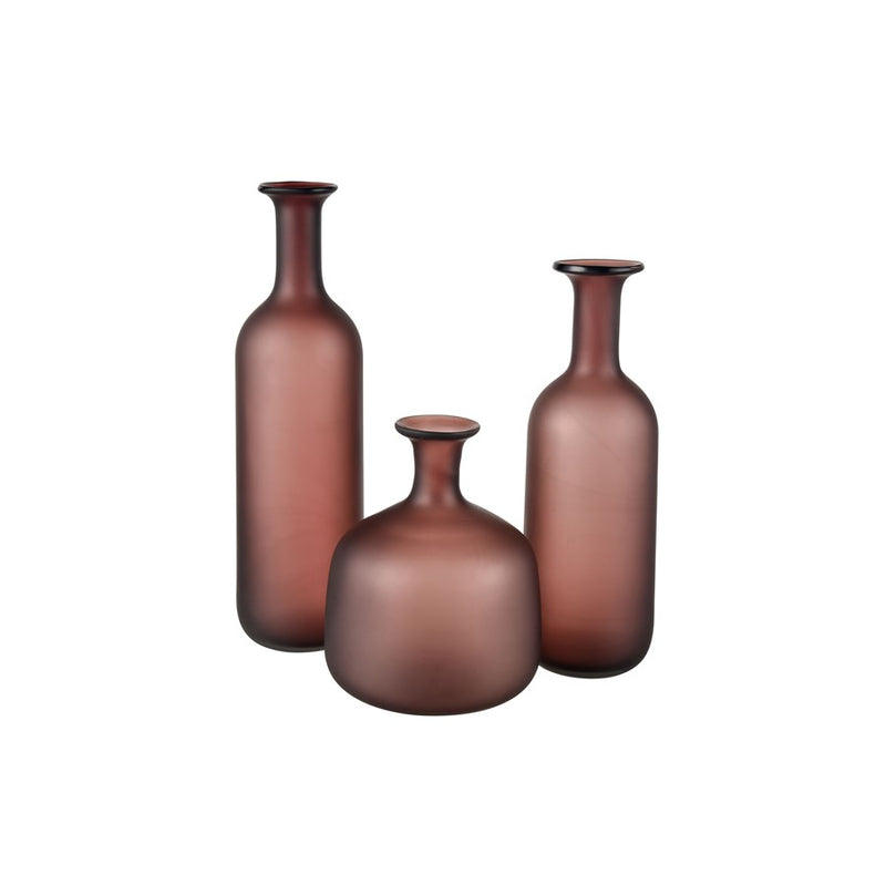 Atlas Lighting Riven Large Vase | Maroon Matte Glass Bottle Shape | Living Room & Shelf Decor | 4.75 x 4.75 x 16.5 in | Model AC11559-03