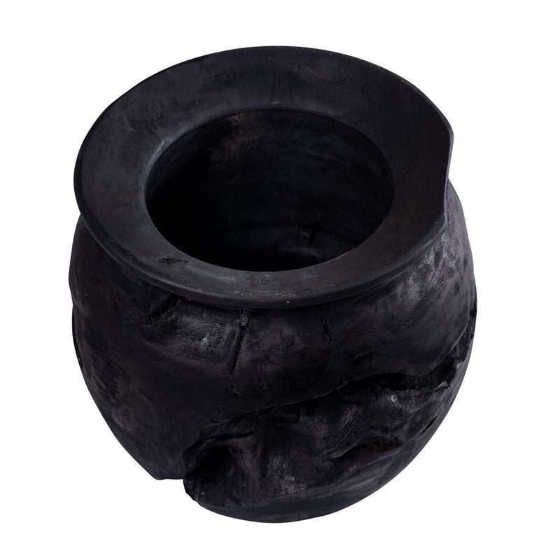 Atlas Lighting Ross 9in Small Vessel | Ebonized Wood | Japandi-Inspired Sculpture & Decor | 9 x 9 x 10 in | Model AC11566-01