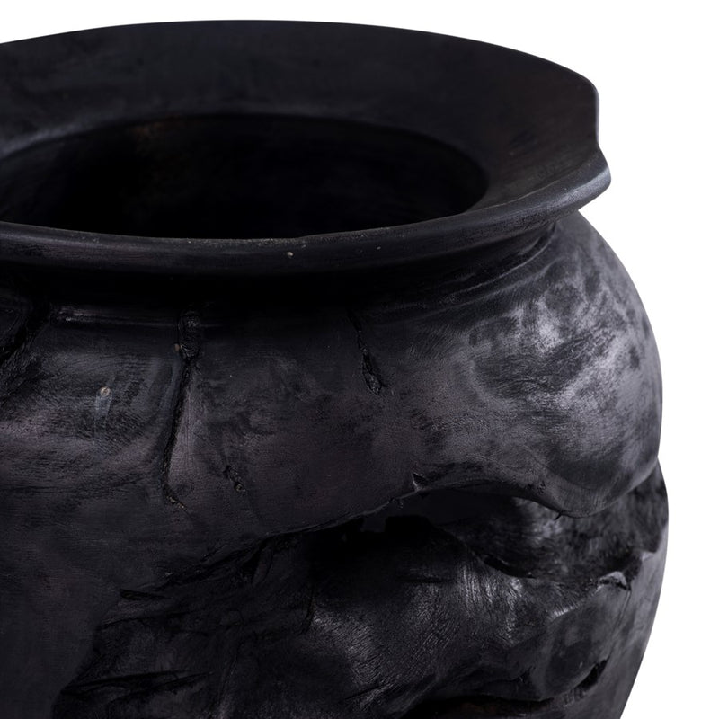 Atlas Lighting Ross 9in Small Vessel | Ebonized Wood | Japandi-Inspired Sculpture & Decor | 9 x 9 x 10 in | Model AC11566-01