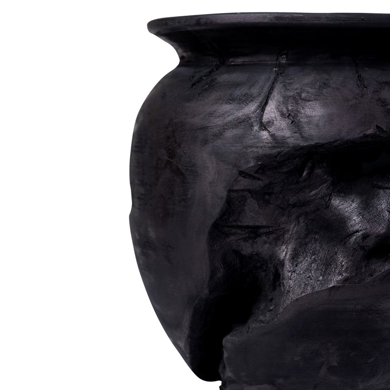 Atlas Lighting Ross 9in Small Vessel | Ebonized Wood | Japandi-Inspired Sculpture & Decor | 9 x 9 x 10 in | Model AC11566-01