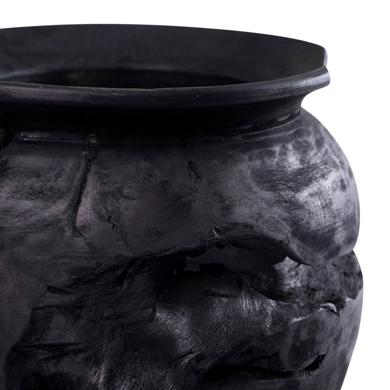 Atlas Lighting Ross 9in Small Vessel | Ebonized Wood | Japandi-Inspired Sculpture & Decor | 9 x 9 x 10 in | Model AC11566-01