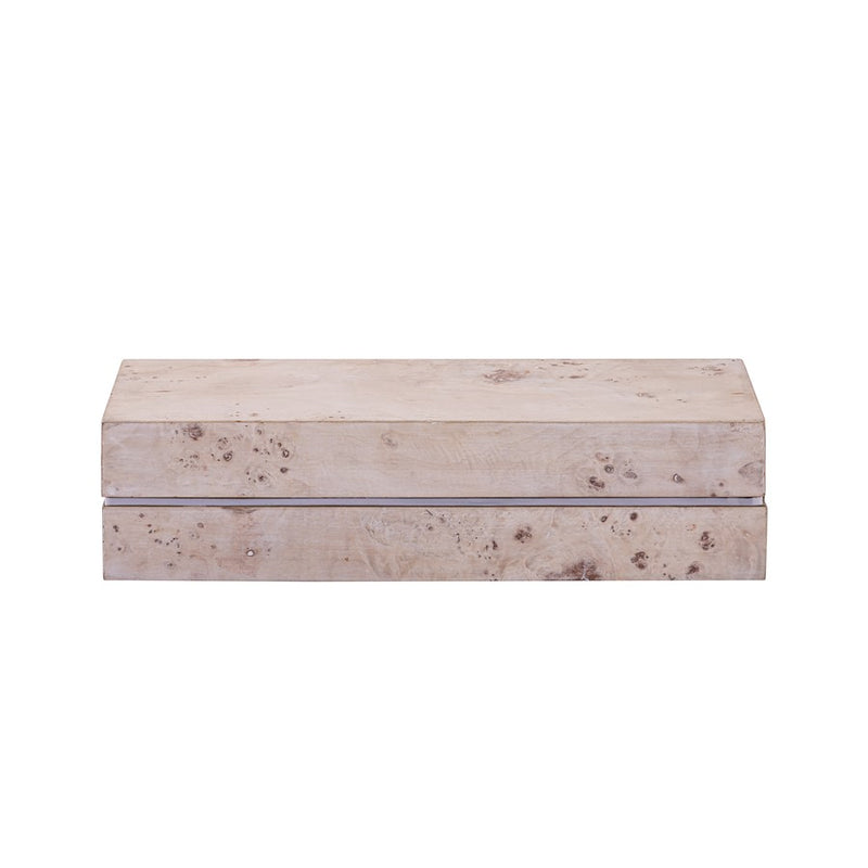 Atlas Lighting Salem 16in Decorative Storage Box | White Burl Wood and Satin Nickel | Living Room & Entryway Organizer | Model AC11569-02