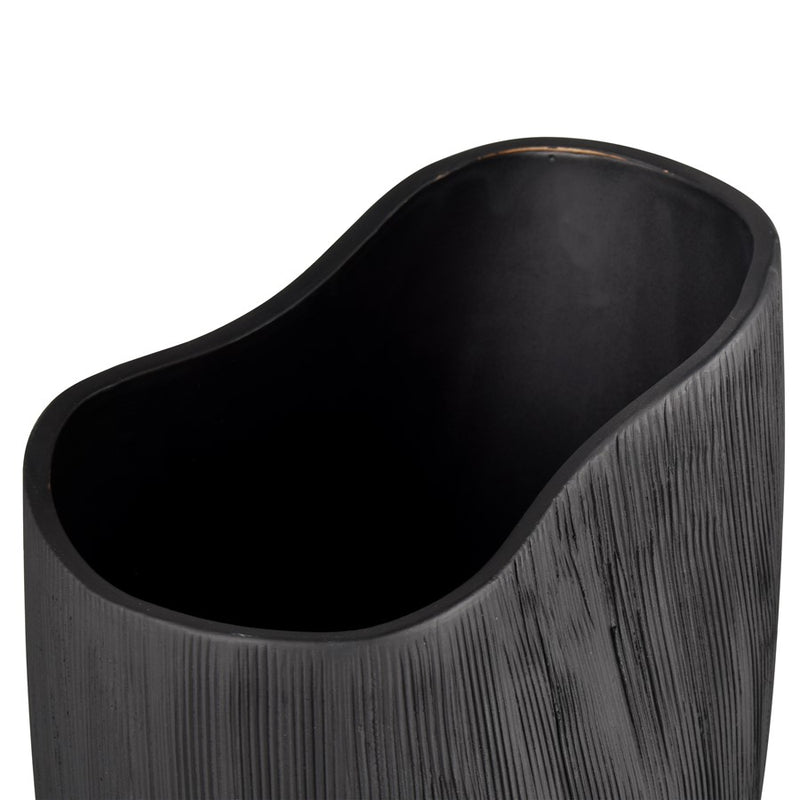 Atlas Lighting Scribing Vase | Modern Black Earthenware | Living Room & Entryway Decor | 6 x 5 x 10 in | Model AC11572-01