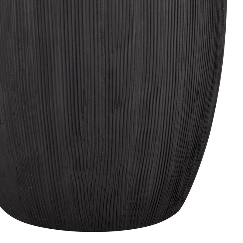 Atlas Lighting Scribing Vase | Modern Black Earthenware | Living Room & Entryway Decor | 6 x 5 x 10 in | Model AC11572-01