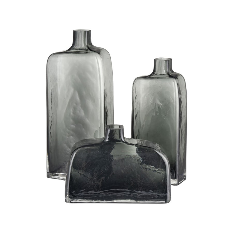 Atlas Lighting Sellen Smoke Glass Vase | Transitional Styled Bottle | Living Room & Entryway Decor | 9 x 3.25 x 6.5 in | Model AC11577-01