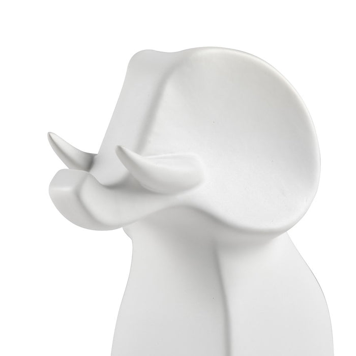 Atlas Lighting Serengeti Elephant Sculpture, Matte White