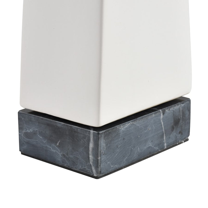 Atlas Lighting Serengeti Ram Sculpture | Matte White Earthenware on Black Stone Base | Bookshelf & Credenza Decor | Model AC11579-01