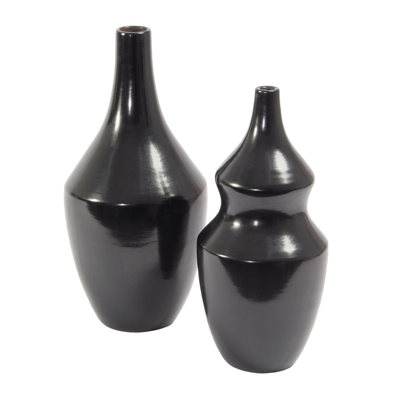 Atlas Lighting Shadow Large Vase | Transitional Black Earthenware | Living Room & Entryway Decor | 7 x 7 x 14 in | Model AC11582-01