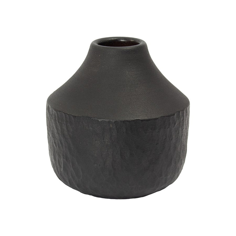 Atlas Lighting Shadow Small Vase | Transitional Matte Black Earthenware | Living Room & Entryway Decor | 6 x 6 x 6 in | Model AC11584-01