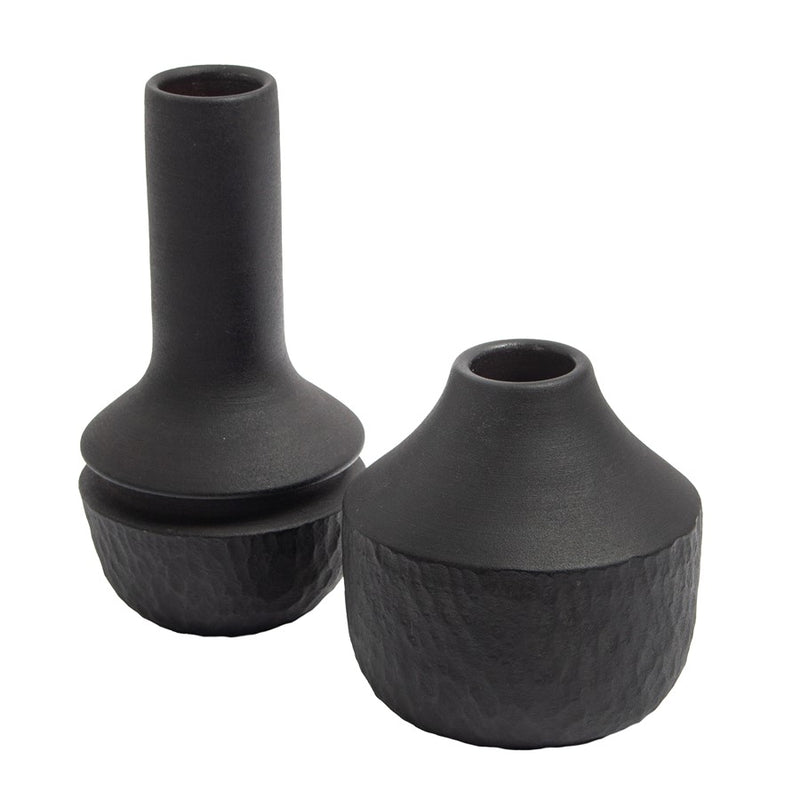 Atlas Lighting Shadow Small Vase | Transitional Matte Black Earthenware | Living Room & Entryway Decor | 6 x 6 x 6 in | Model AC11584-01