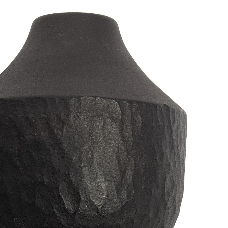 Atlas Lighting Shadow Small Vase | Transitional Matte Black Earthenware | Living Room & Entryway Decor | 6 x 6 x 6 in | Model AC11584-01