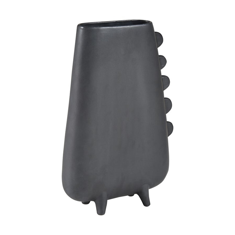 Atlas Lighting Sharpe Vase | Modern Matte Black Earthenware Sculpture | Living Room & Entryway Decor | 9.25 x 3 x 14 in | Model AC11588-01