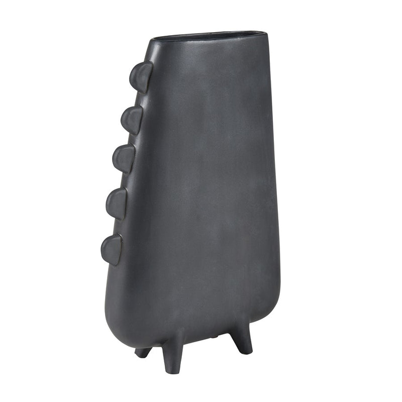 Atlas Lighting Sharpe Vase | Modern Matte Black Earthenware Sculpture | Living Room & Entryway Decor | 9.25 x 3 x 14 in | Model AC11588-01