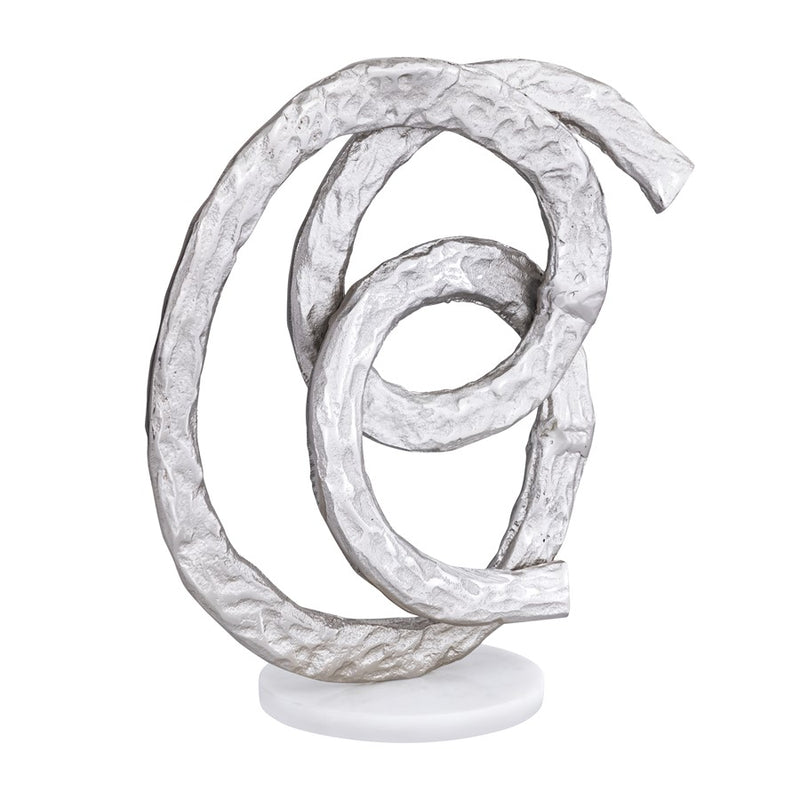 Atlas Lighting Sherman Object | Silver Metal Sculpture on White Marble Base | Living Room & Office Decor | 8 x 6 x 14 in | Model AC11589-01