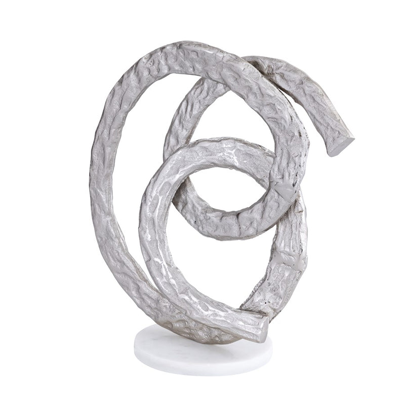 Atlas Lighting Sherman Object | Silver Metal Sculpture on White Marble Base | Living Room & Office Decor | 8 x 6 x 14 in | Model AC11589-01
