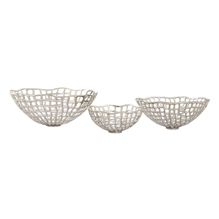Atlas Lighting Shore Weave Basket, Set of 3, Nickel