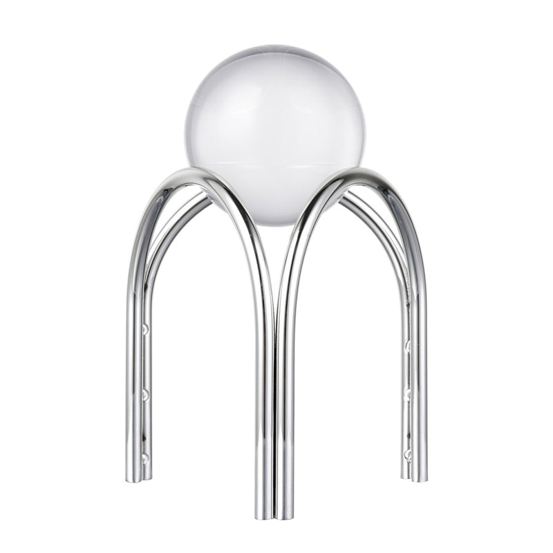 Atlas Lighting Sibyl Orb Stand Set of 2 | Transitional Silver Metal & Clear Glass Sculptures | Entryway & Living Room Decor | Model AC11591-01S